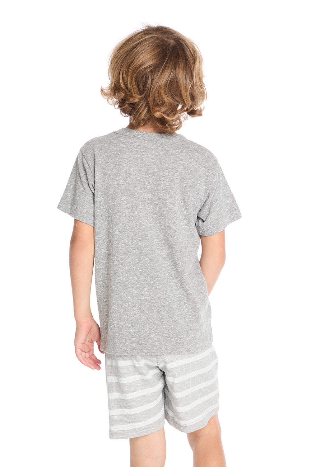 Back view of Chaser Kids gray USA Crew Neck Tee showing the solid heather gray back and relaxed fit