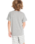 Back view of Chaser Kids gray USA Crew Neck Tee showing the solid heather gray back and relaxed fit
