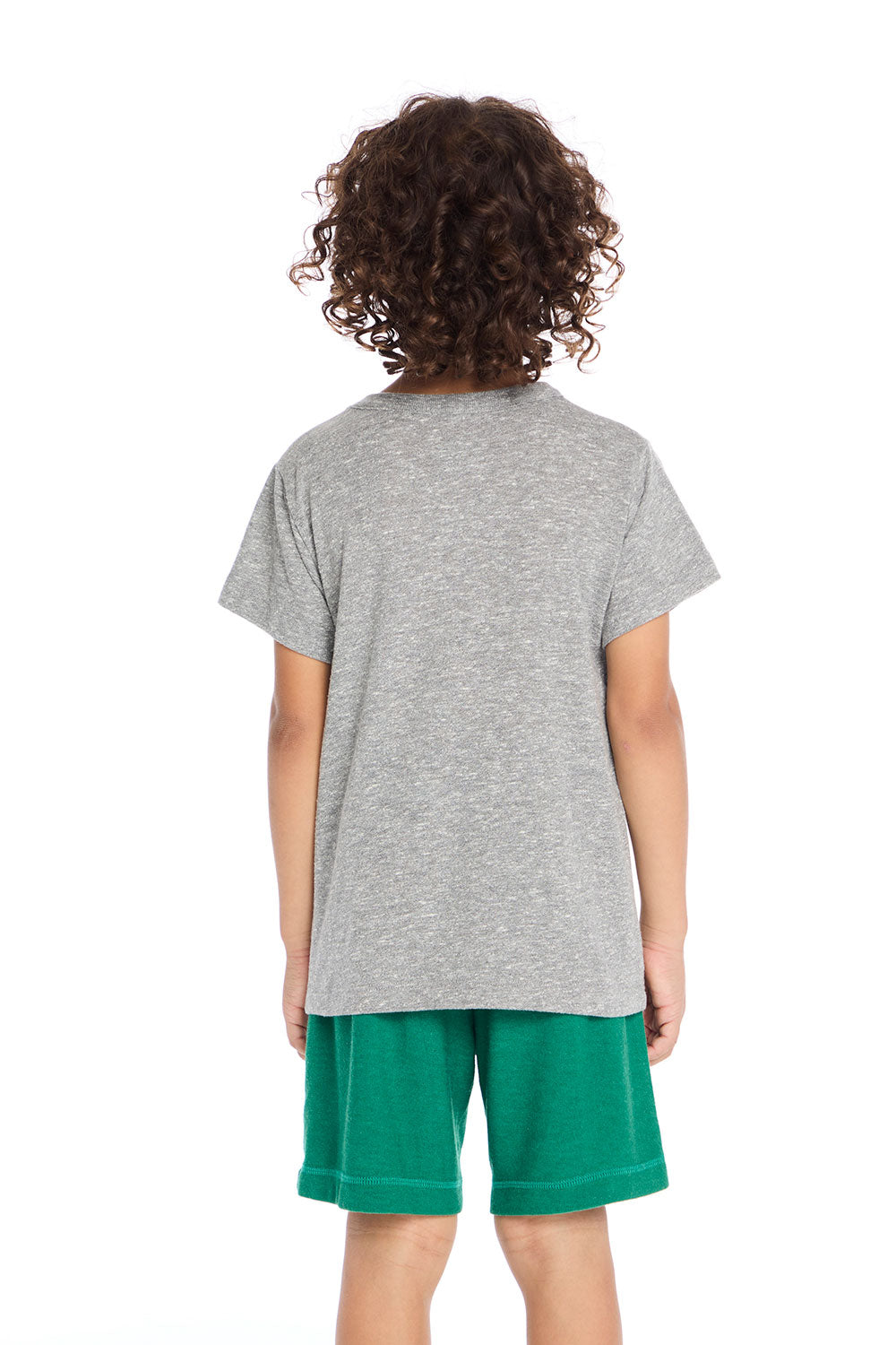 Back view of Chaser Kids Hike Camp Live Nature Tee highlighting the solid heather grey back and relaxed everyday fit