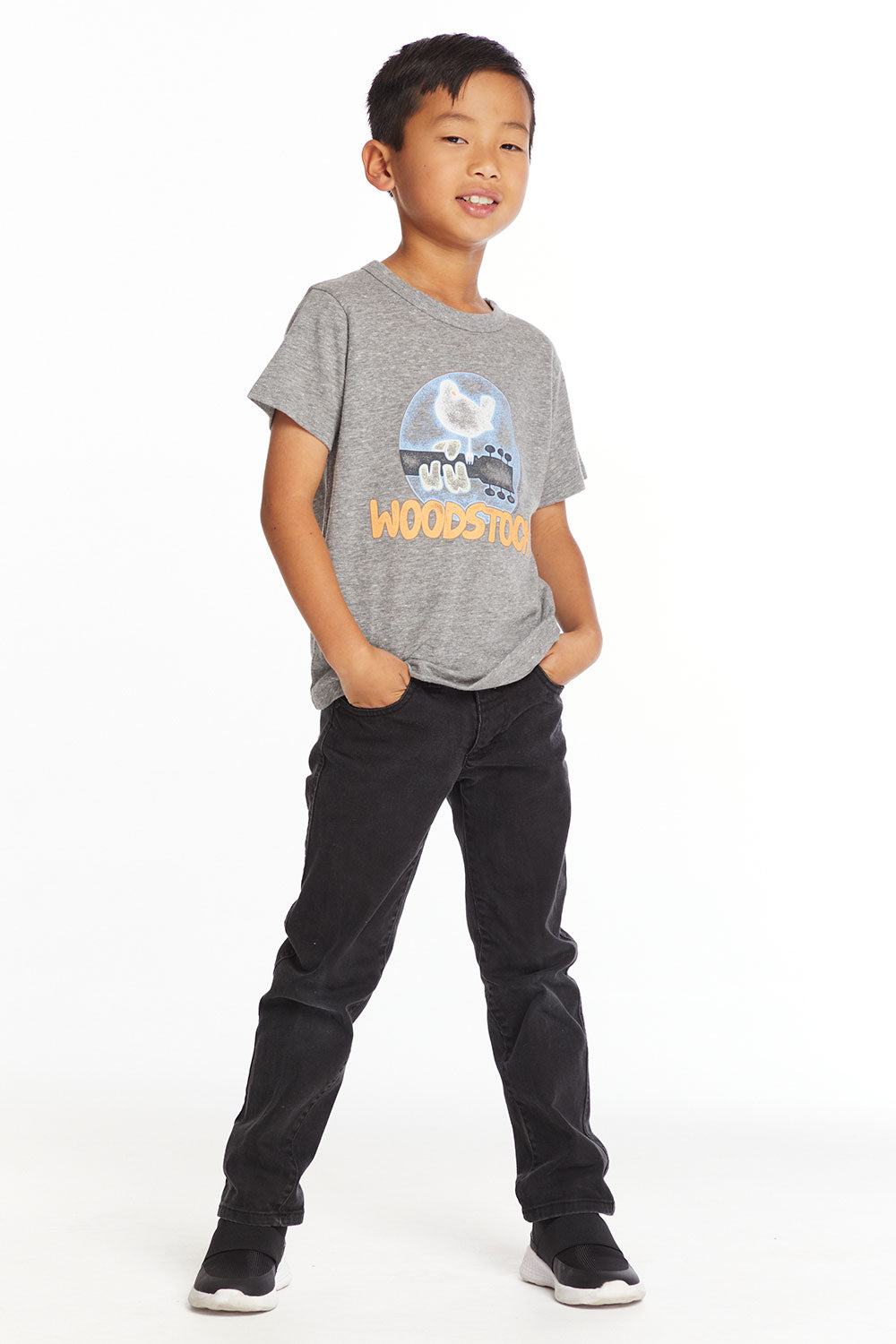 Woodstock Bird On Guitar Boys Crew Neck Tee Boys chaserbrand