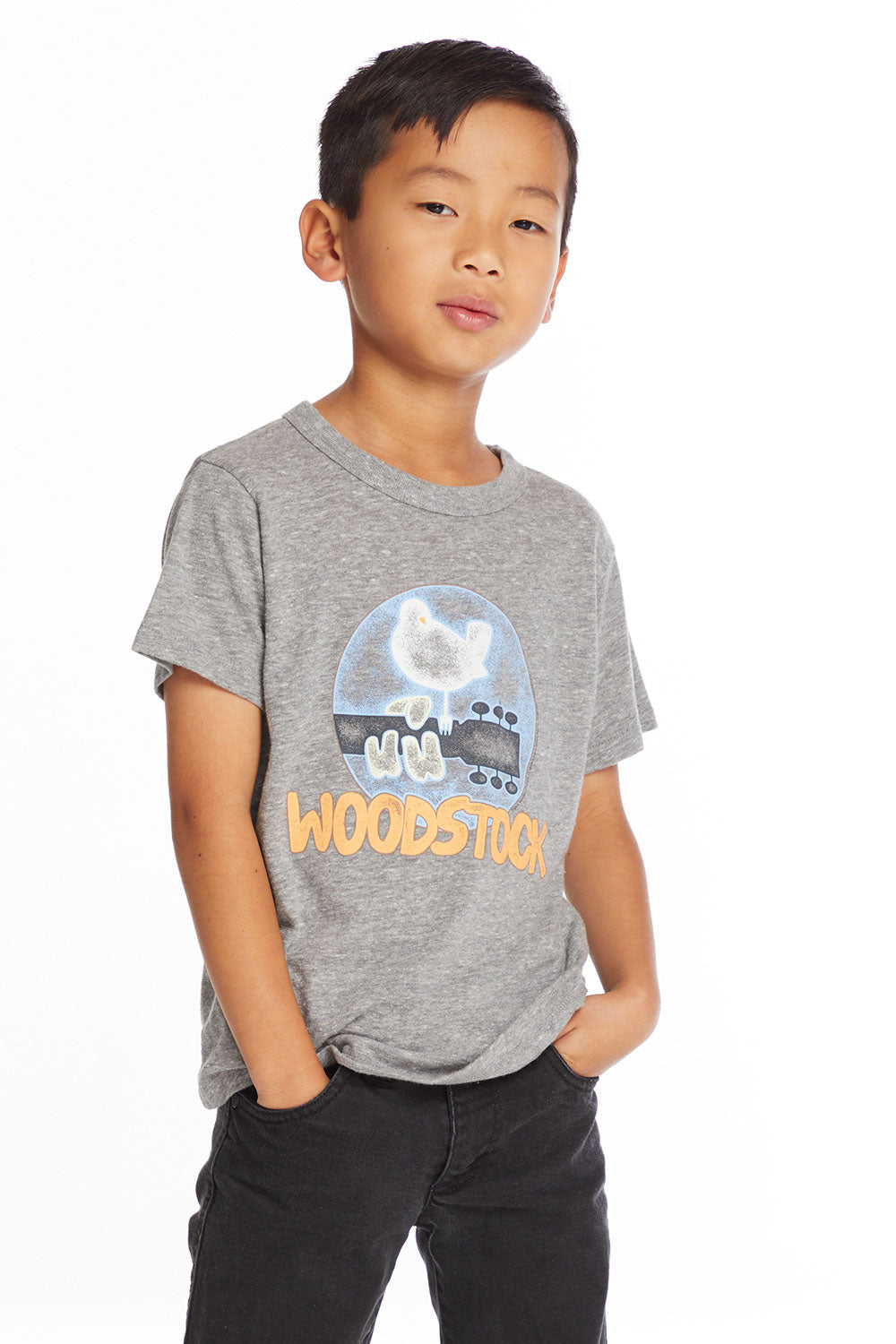 Woodstock Bird On Guitar Boys Crew Neck Tee Boys chaserbrand