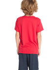Back view of Chaser Kids Baseball Star Classic Tee highlighting the solid crimson red back and easy relaxed fit