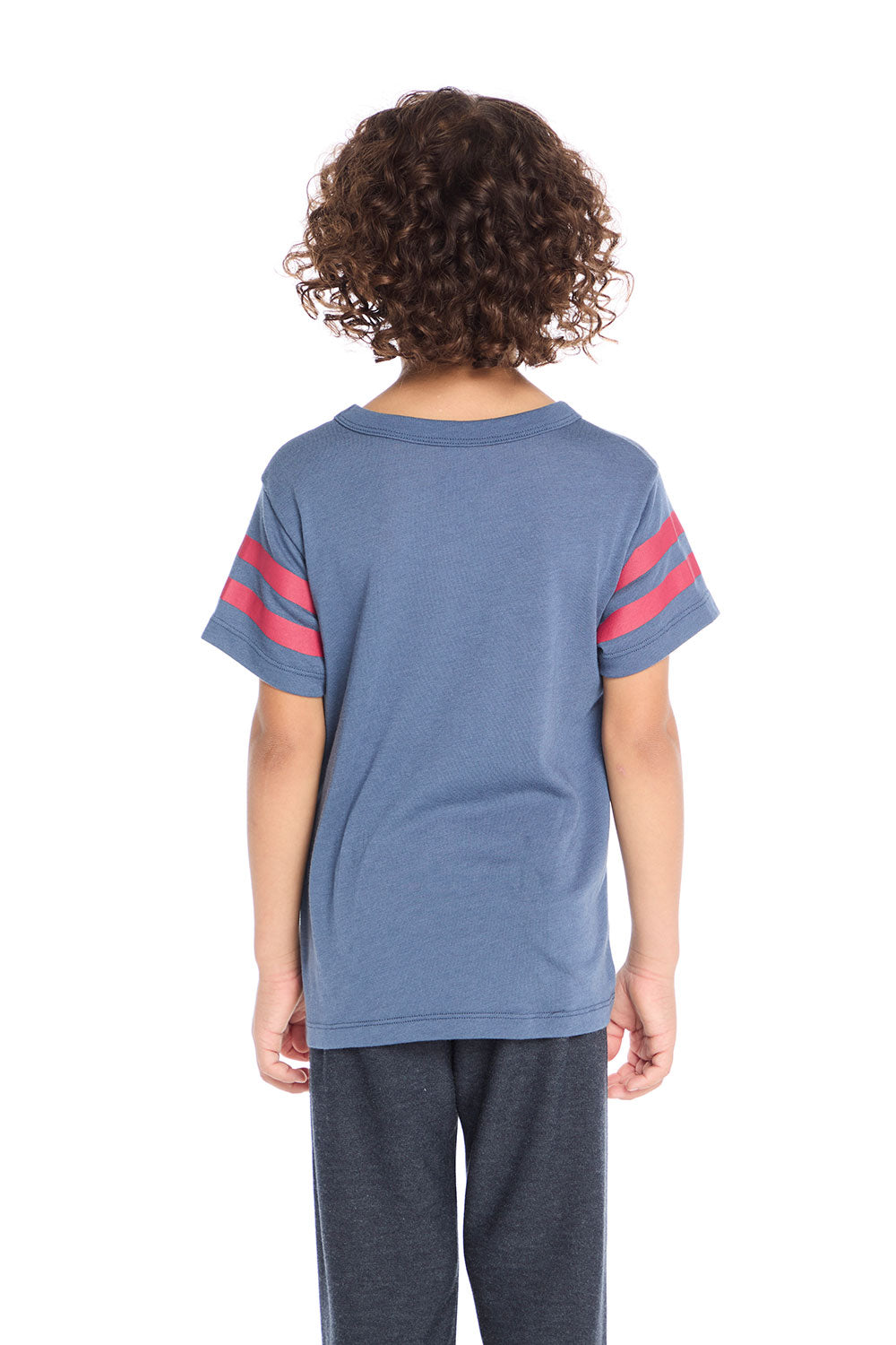Back view of Chaser Kids 76 Classic Tee highlighting the solid indigo back and relaxed everyday fit
