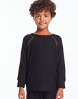 Boys True Black Raglan Pullover with Piping Boys chaserbrand