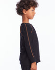 Boys True Black Raglan Pullover with Piping Boys chaserbrand