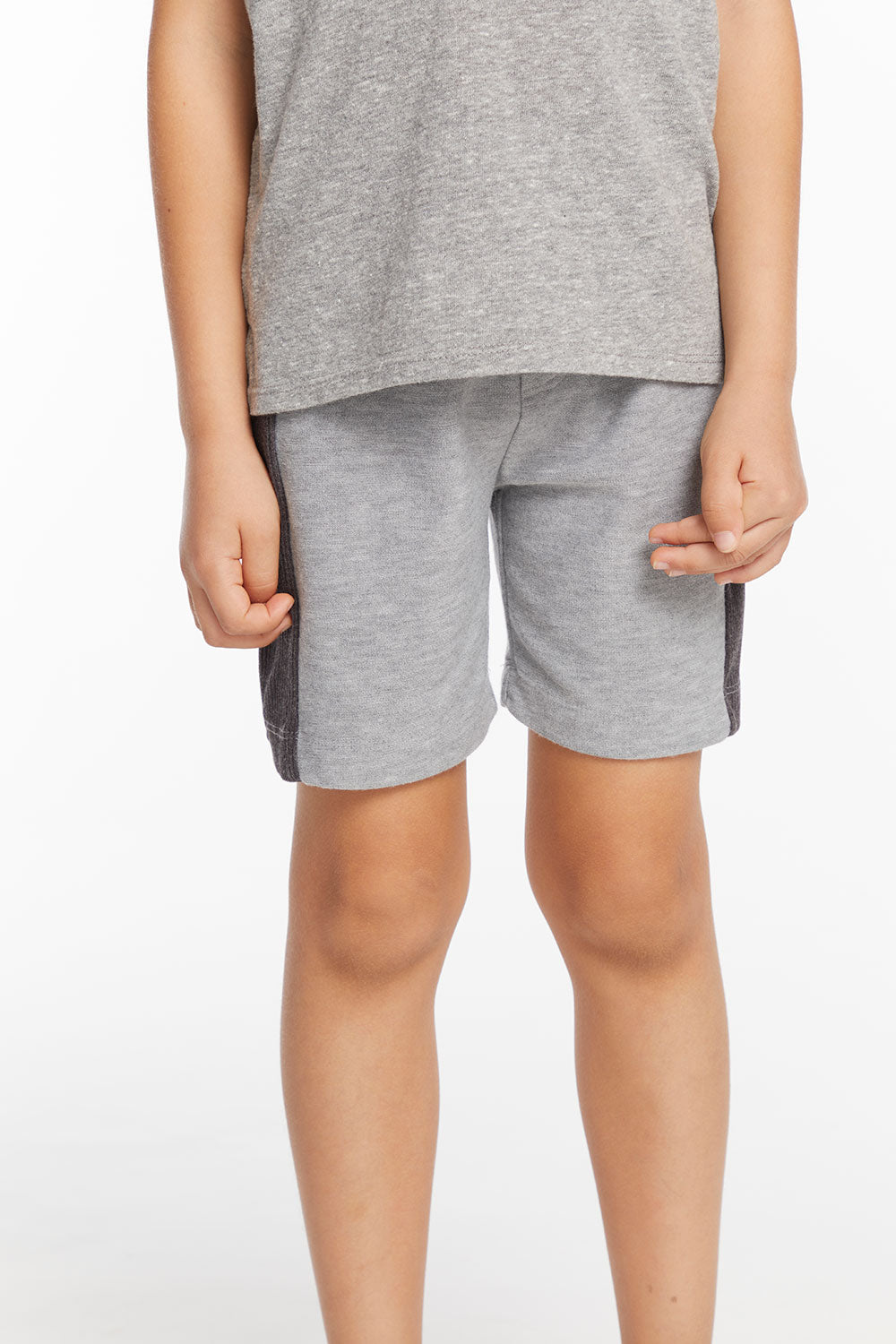 Boys Cozy Knit Rib Heather Grey Panel Shorts BOYS chaserbrand