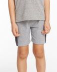 Boys Cozy Knit Rib Heather Grey Panel Shorts BOYS chaserbrand