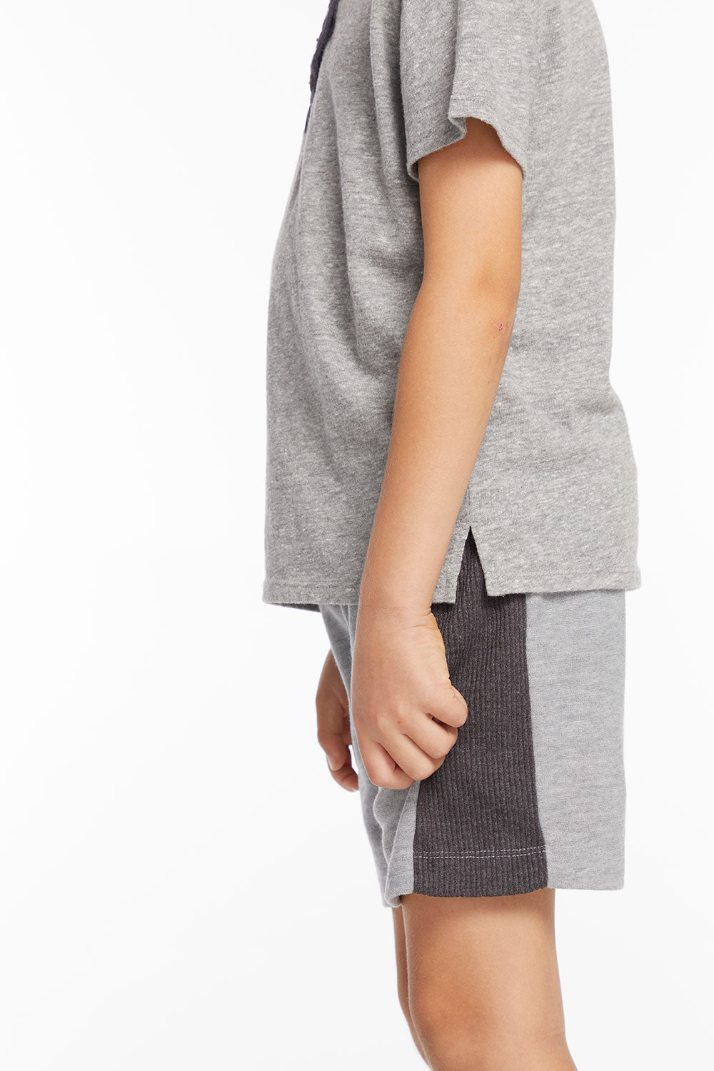 Boys Cozy Knit Rib Heather Grey Panel Shorts BOYS chaserbrand