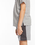 Boys Cozy Knit Rib Heather Grey Panel Shorts BOYS chaserbrand