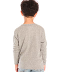 Back view of boy wearing Chaser’s Future World Leader gray long sleeve top in gray on a white background
