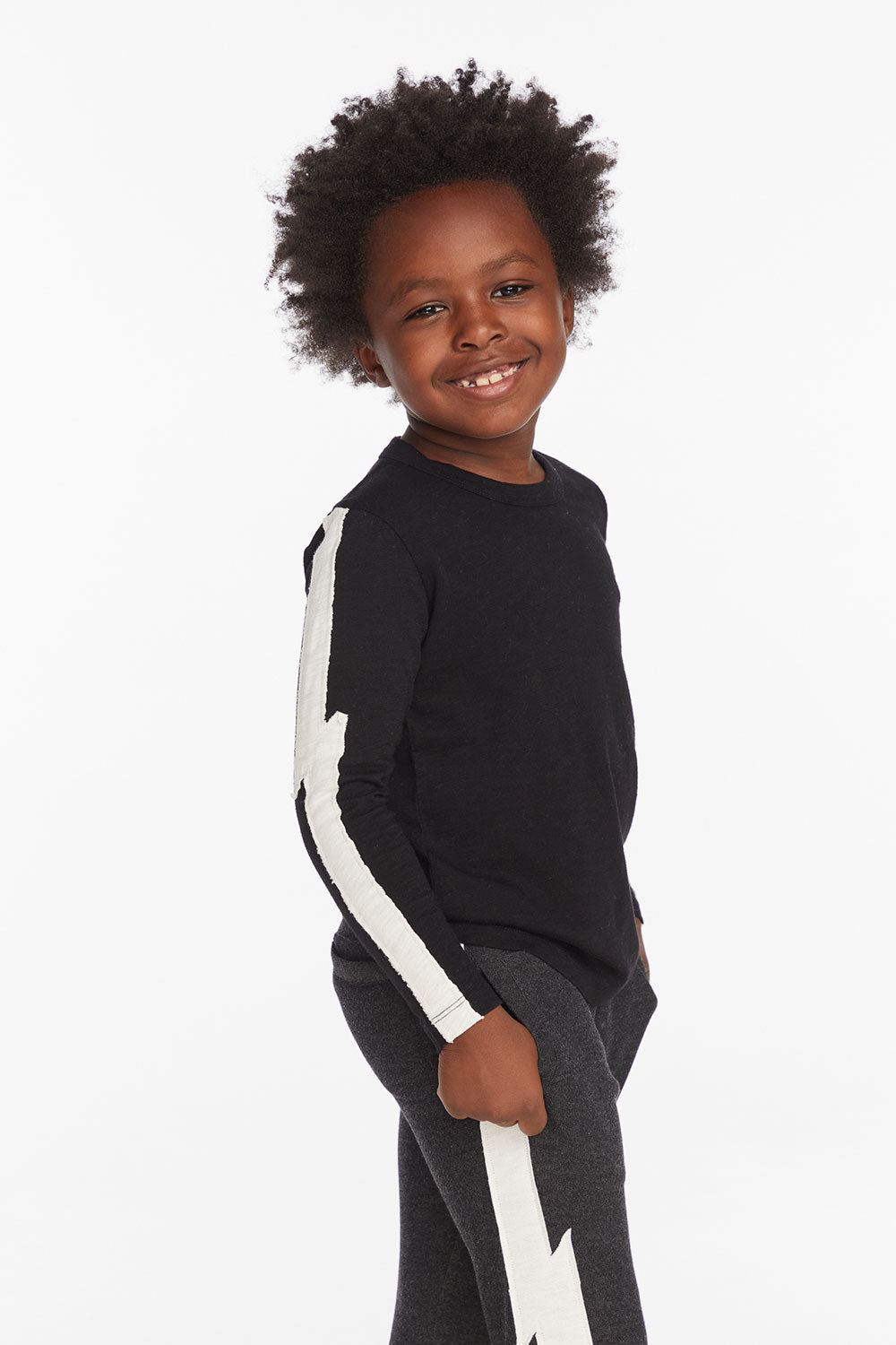 Bolt Crew Neck Licorice Long Sleeve Tee Boys chaserbrand