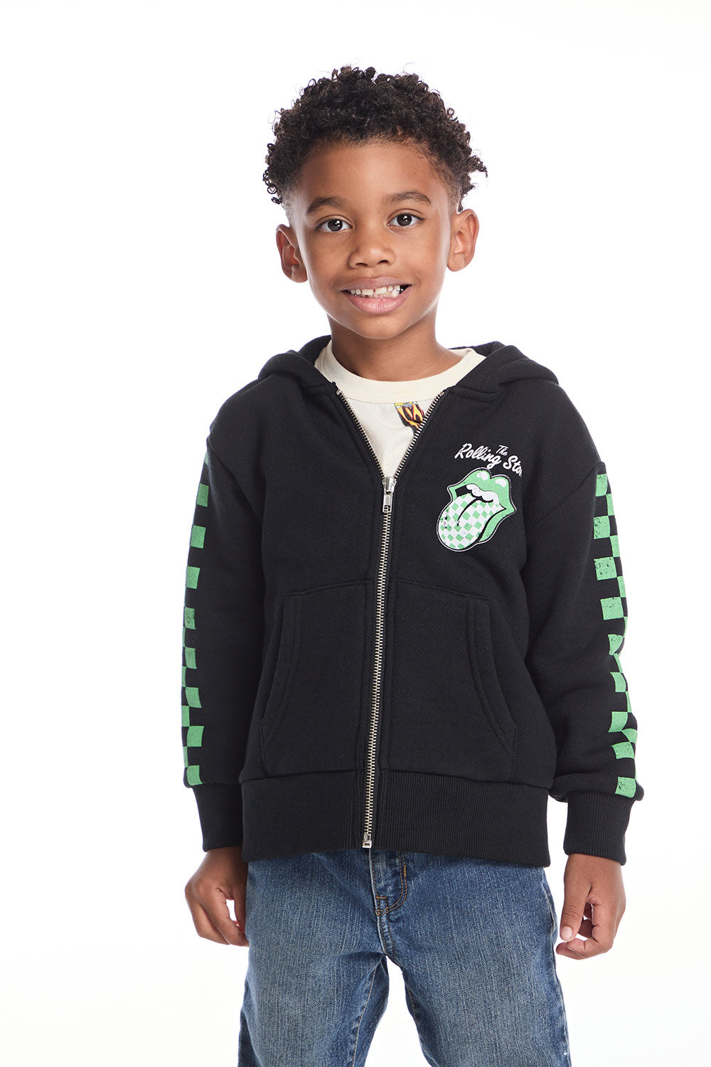 Rolling Stones Checkered Tongue Logo Zip Up Boys Hoodie BOYS chaserbrand