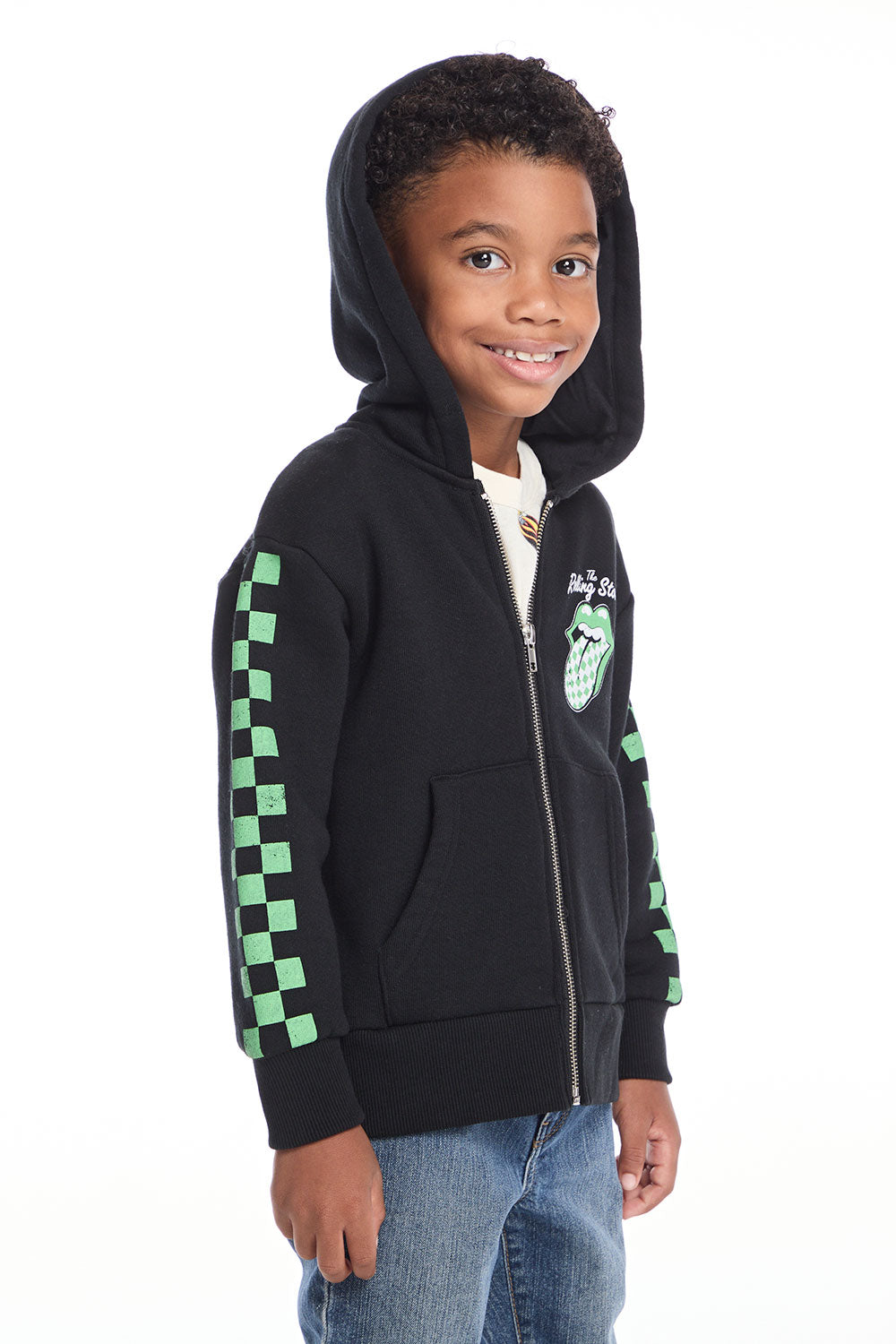 Rolling Stones Checkered Tongue Logo Zip Up Boys Hoodie BOYS chaserbrand