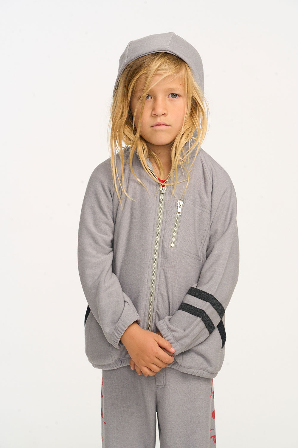 Silver Gray Zip Up Hoodie BOYS chaserbrand