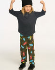 3/4 Sleeve Shirttail Boys Shadow Black Henley Tee BOYS chaserbrand