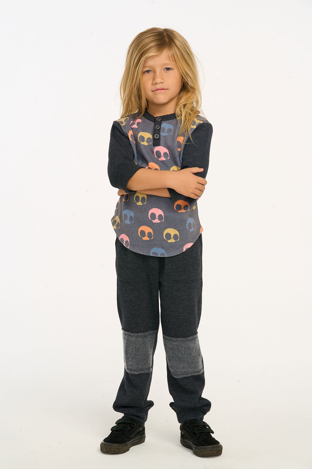 3/4 Sleeve Shirttail Boys Skull Candy Henley Tee BOYS chaserbrand