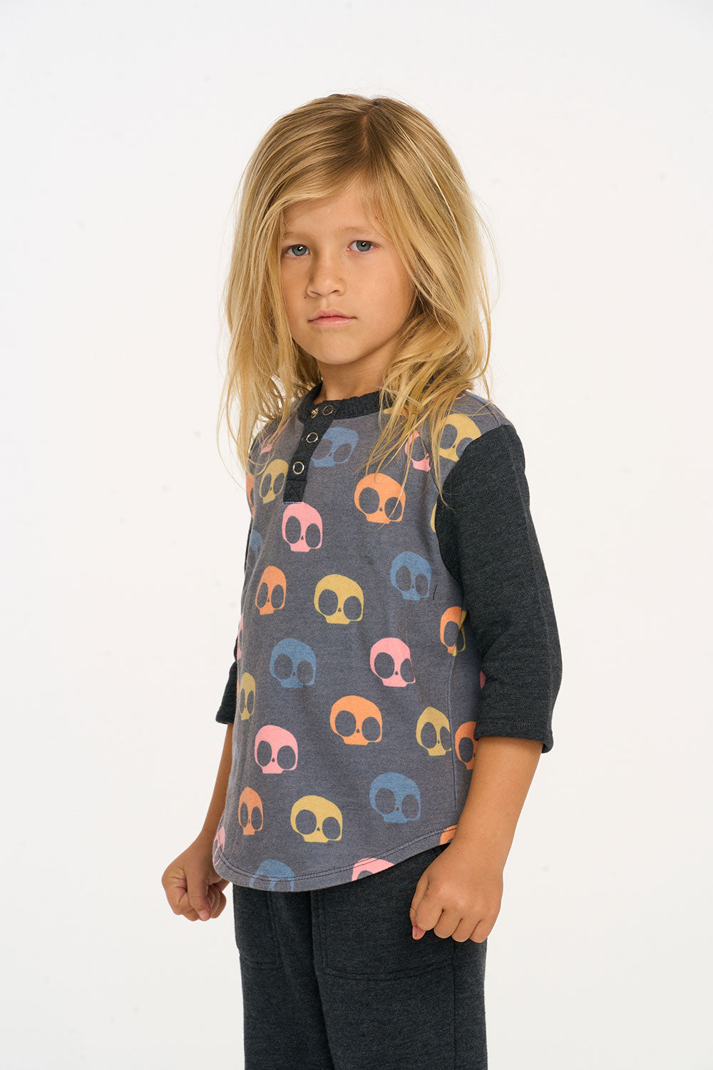 3/4 Sleeve Shirttail Boys Skull Candy Henley Tee BOYS chaserbrand