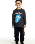 Rolling Stones Checkered Tongue Logo Long Sleeve Boys chaserbrand