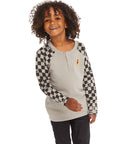 Long Sleeve Splatter Checker Raglan Button Up Henley BOYS chaserbrand