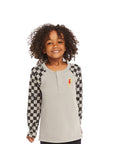 Long Sleeve Splatter Checker Raglan Button Up Henley BOYS chaserbrand