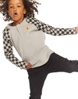 Long Sleeve Splatter Checker Raglan Button Up Henley BOYS chaserbrand
