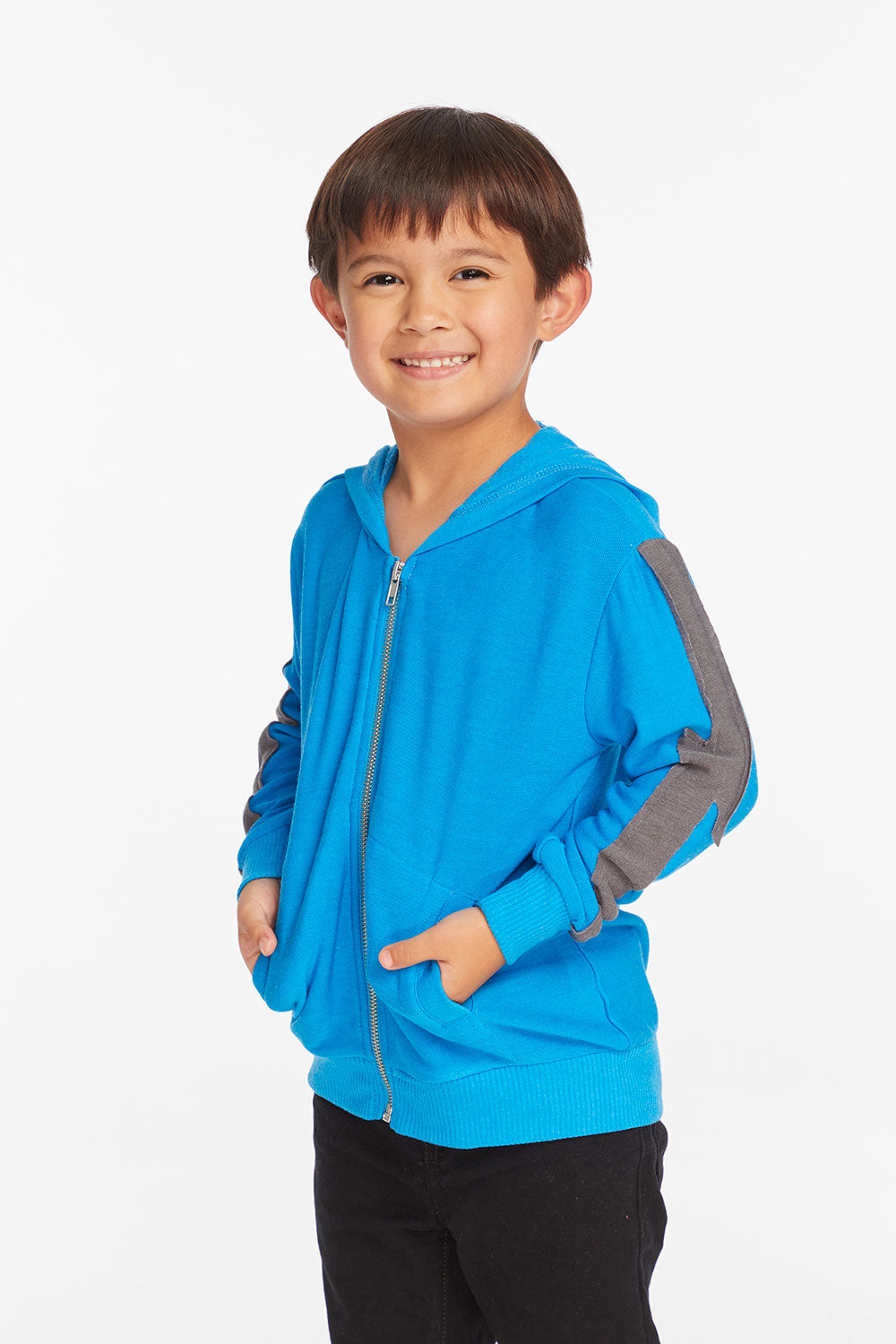 Bolt Blue Danube Long Sleeve Zip Up Hoodie Boys chaserbrand