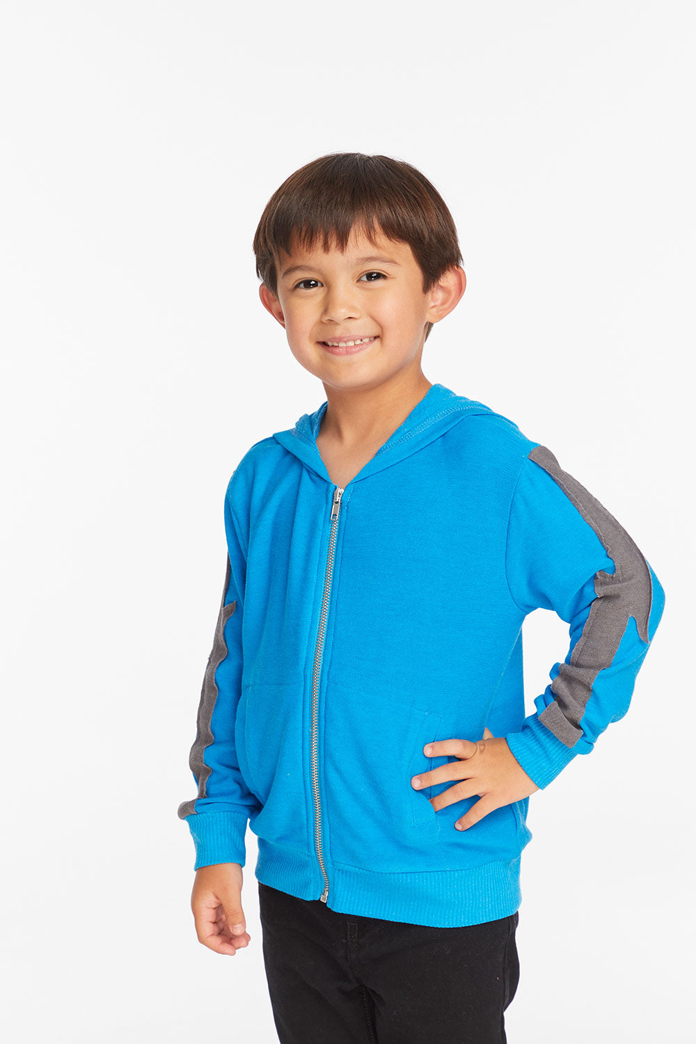 Bolt Blue Danube Long Sleeve Zip Up Hoodie Boys chaserbrand