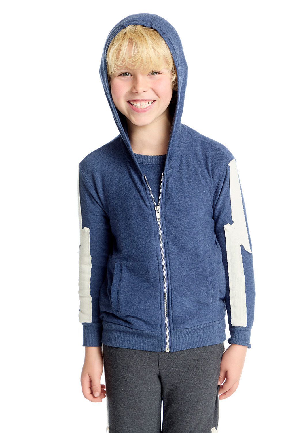 Bolt Steel Blue Long Sleeve Zip Up Hoodie Boys chaserbrand