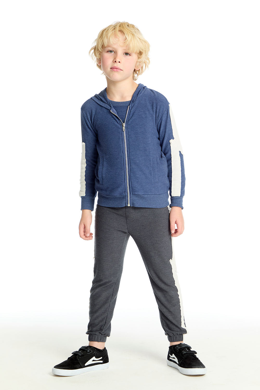 Bolt Steel Blue Long Sleeve Zip Up Hoodie Boys chaserbrand