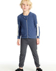 Bolt Steel Blue Long Sleeve Zip Up Hoodie Boys chaserbrand