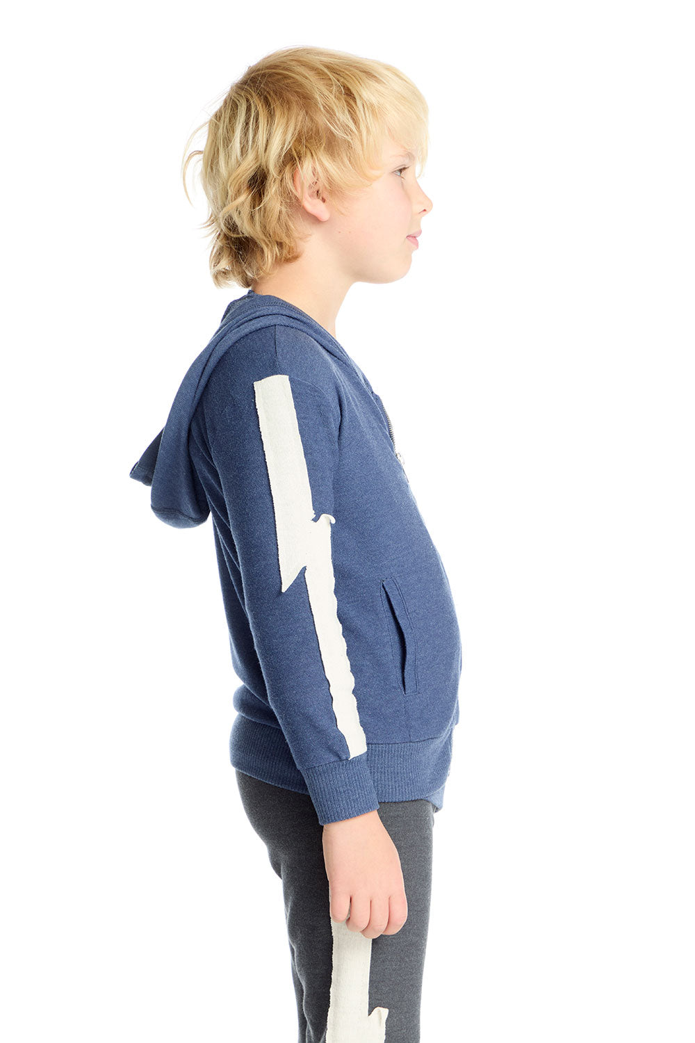 Bolt Steel Blue Long Sleeve Zip Up Hoodie Boys chaserbrand