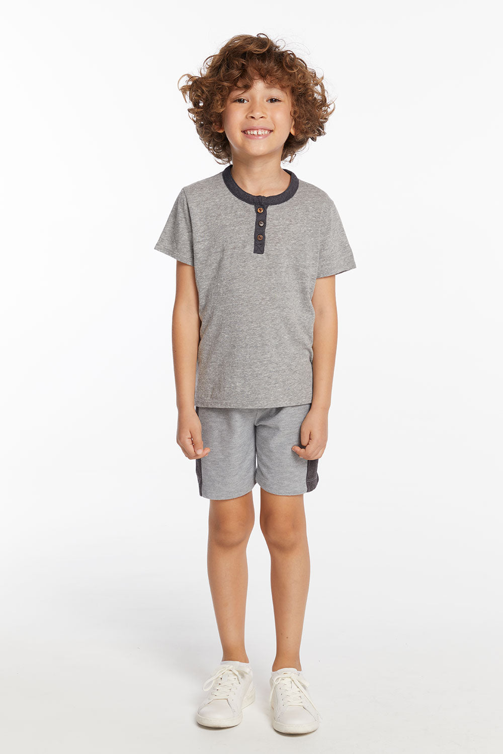 Boys Heather Grey Short Sleeve Henley BOYS chaserbrand