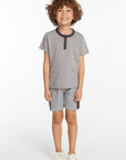 Boys Heather Grey Short Sleeve Henley BOYS chaserbrand