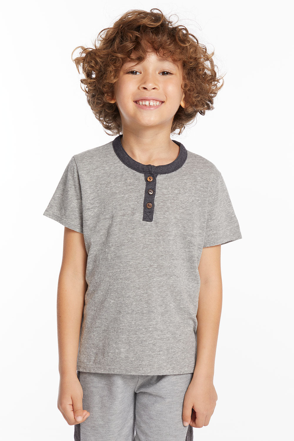 Boys Heather Grey Short Sleeve Henley BOYS chaserbrand