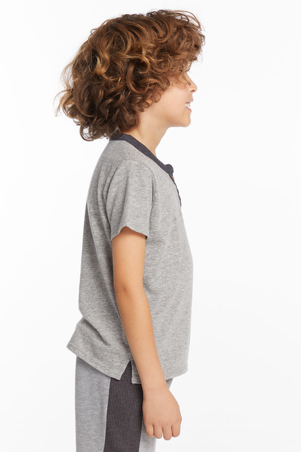 Boys Heather Grey Short Sleeve Henley BOYS chaserbrand