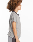 Boys Heather Grey Short Sleeve Henley BOYS chaserbrand