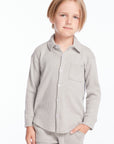 Boys Heather Grey Long Sleeve Button Down Collar Shirt Boys chaserbrand