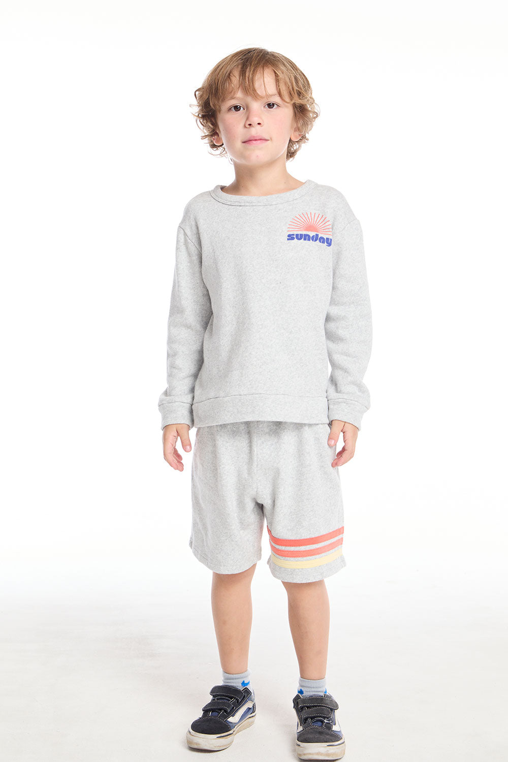 Cozy Beach Heather Grey Boys Short with Strappings BOYS chaserbrand