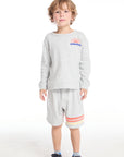 Cozy Beach Heather Grey Boys Short with Strappings BOYS chaserbrand