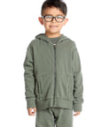 Long Sleeve Safari Green Zip Up Hoodie Boys chaserbrand