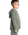 Long Sleeve Safari Green Zip Up Hoodie Boys chaserbrand