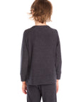 Back view of boy wearing Chaser’s Raglan Avalon Blue Pullover top with strappings on a white background