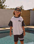 Boys Cozy Vintage Black Beach Shorts With Strappings chaserbrand