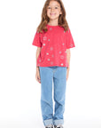 Tossed Crimson Glitter Stars Tee Girls chaserbrand