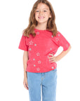 Tossed Crimson Glitter Stars Tee Girls chaserbrand