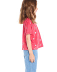 Tossed Crimson Glitter Stars Tee Girls chaserbrand