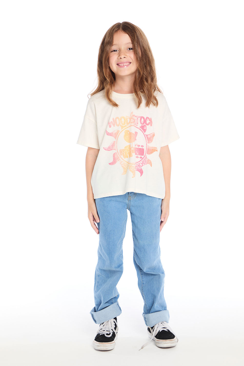Woodstock Peace Love Music Poster Tee Girls chaserbrand