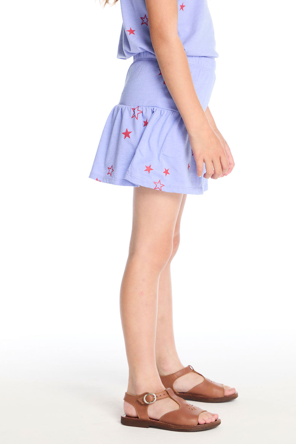 Tossed Stars Powder Blue Peplum Skort Girls chaserbrand