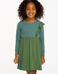 One Ruffle Dark Forest Green Dress GIRLS chaserbrand