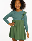 One Ruffle Dark Forest Green Dress GIRLS chaserbrand